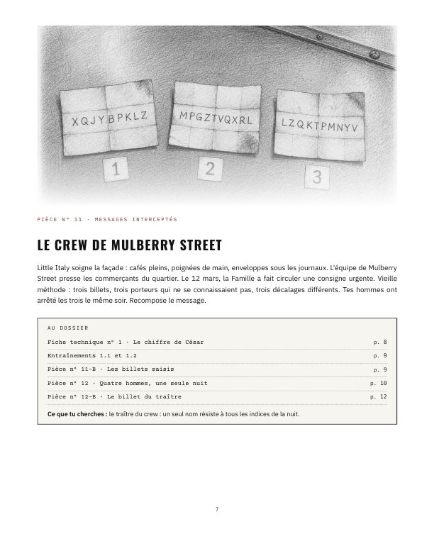Page 7 : ouverture du chapitre sur le crew de Mulberry Street